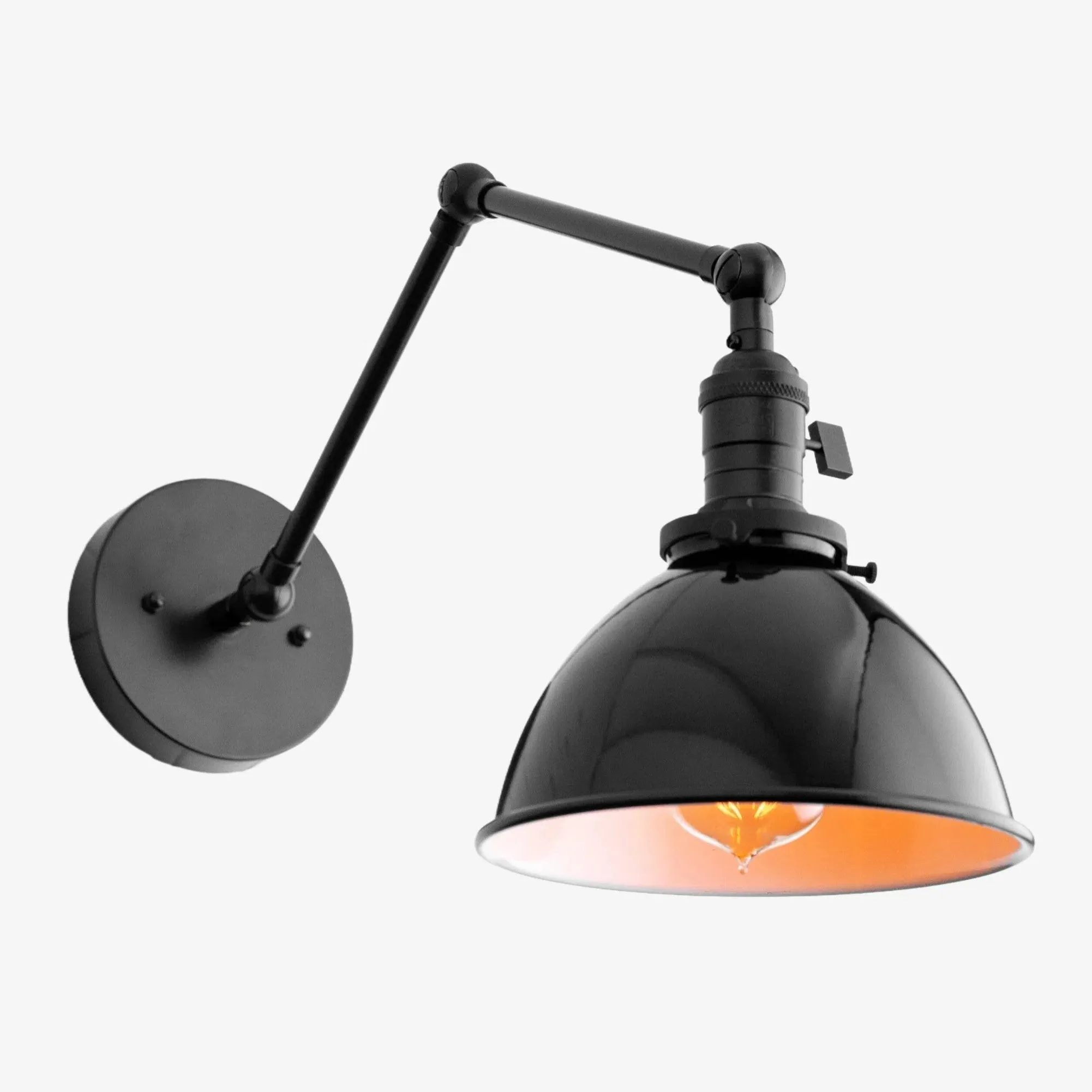 Conique Metal Vintage Industrial Swing Arm Wall Lamp - Adjustable Dome Shade for Study KL1440