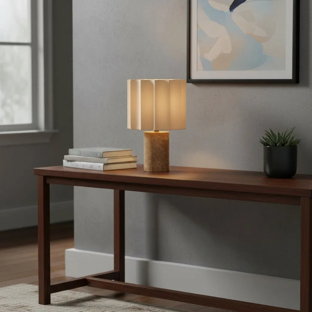 Cavilon Fan Shaped Linen Table Lamp - Modern Lighting for Living Room Decor KL2037