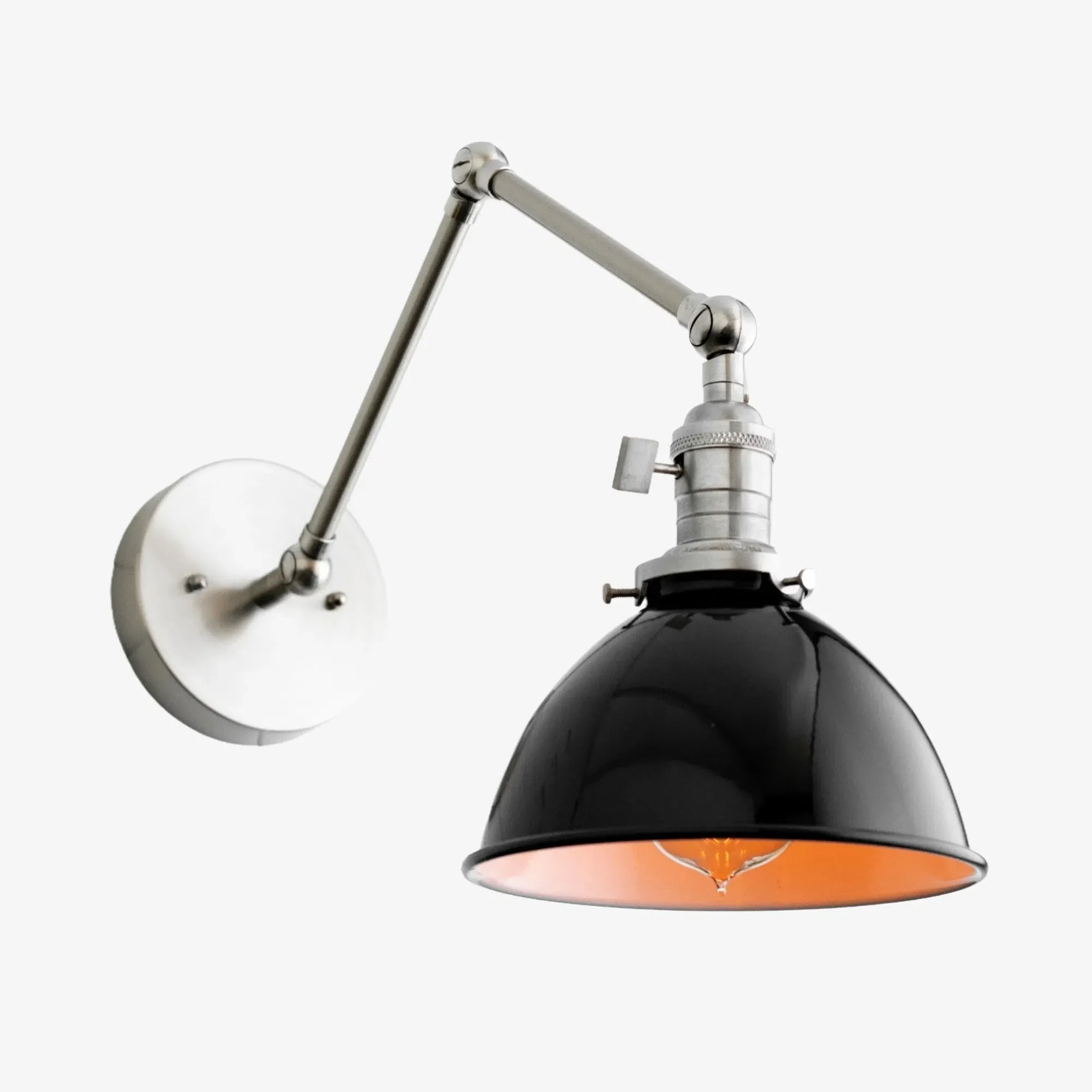 Conique Metal Vintage Industrial Swing Arm Wall Lamp - Adjustable Dome Shade for Study KL1440