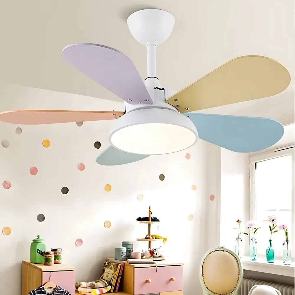 Modern Colorful Led Ceiling Fan Light For Kids Room KL947