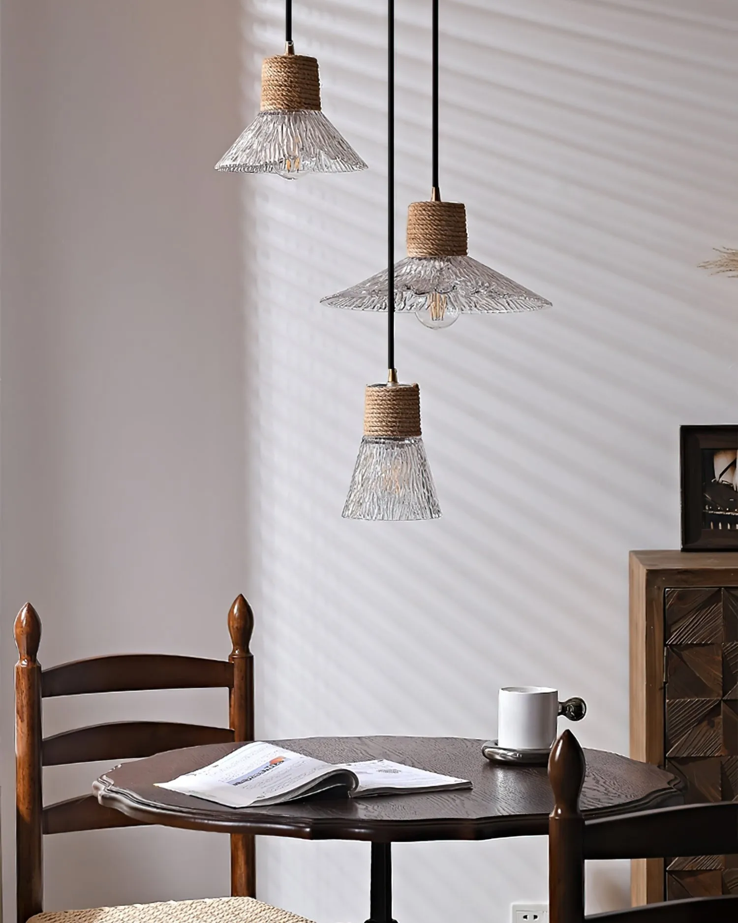Hemp Rope Glass Pendant Lamp KL1030