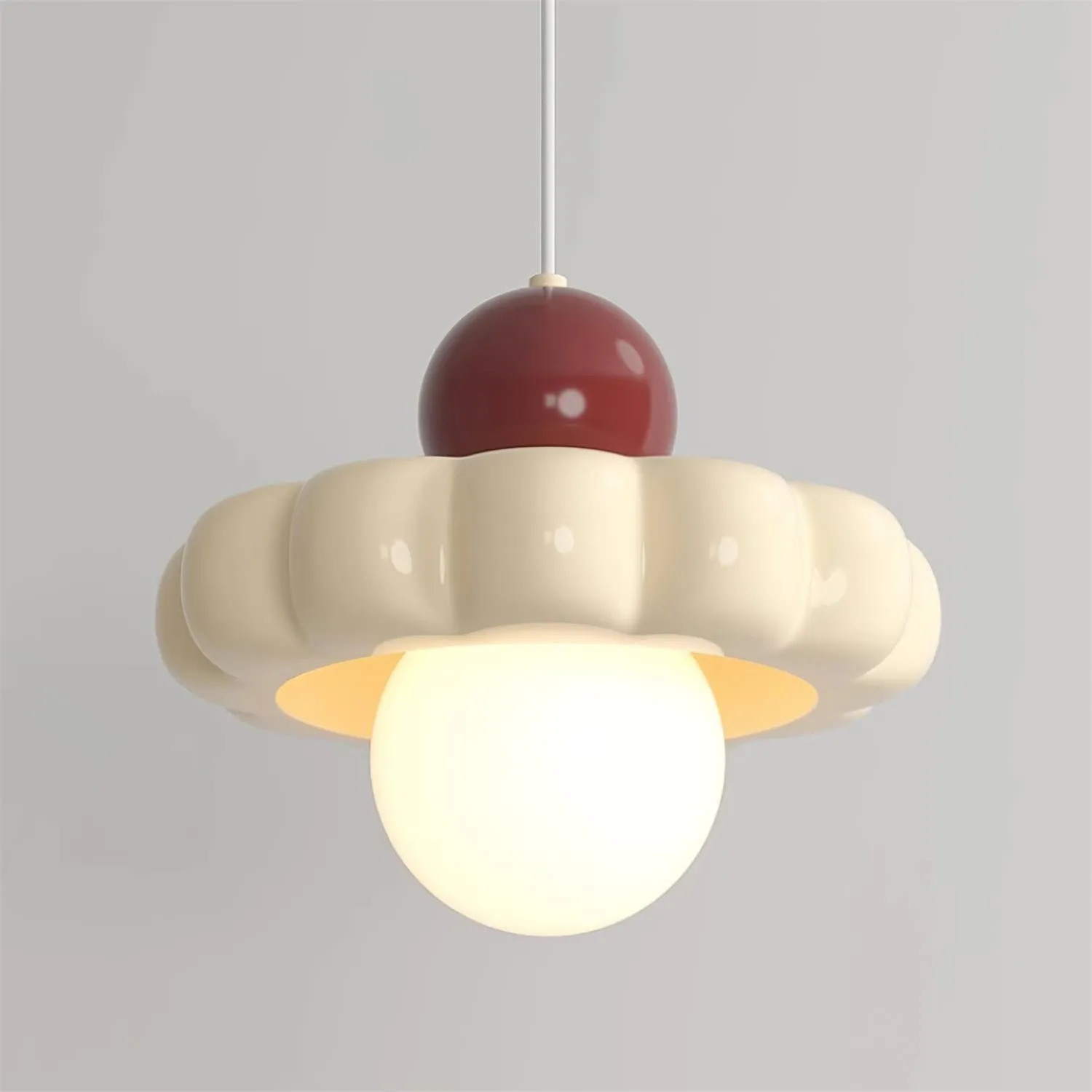 Cream Style Long Line Pumpkin Texture Pendant Lamp KL294