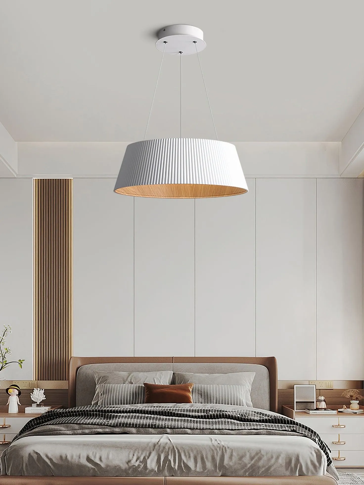 Minimalist Corrugated Lampshade Bedroom Pendant Lamp KL334