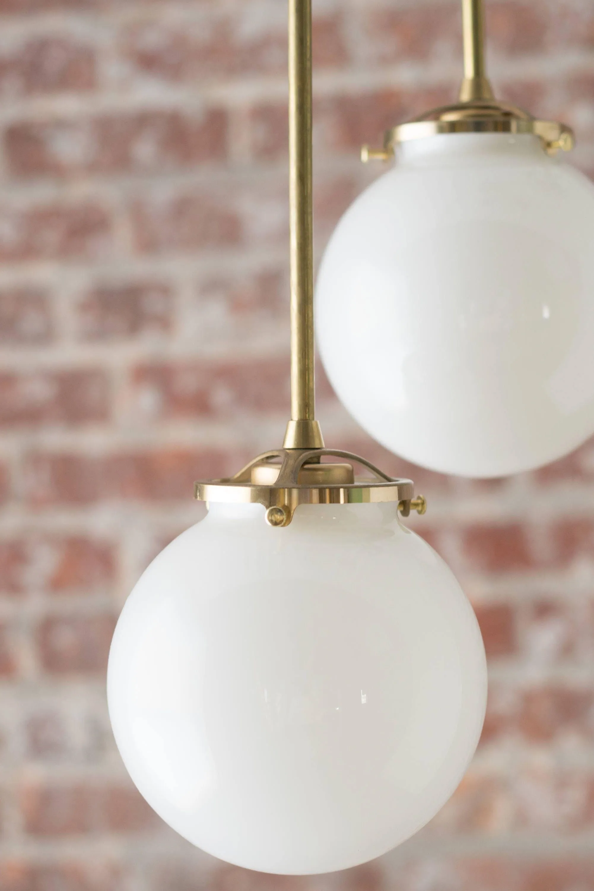Glorica Glass 5 Globe Chandelier - Brass and Opal Glass Vintage Pendant Light KL1428