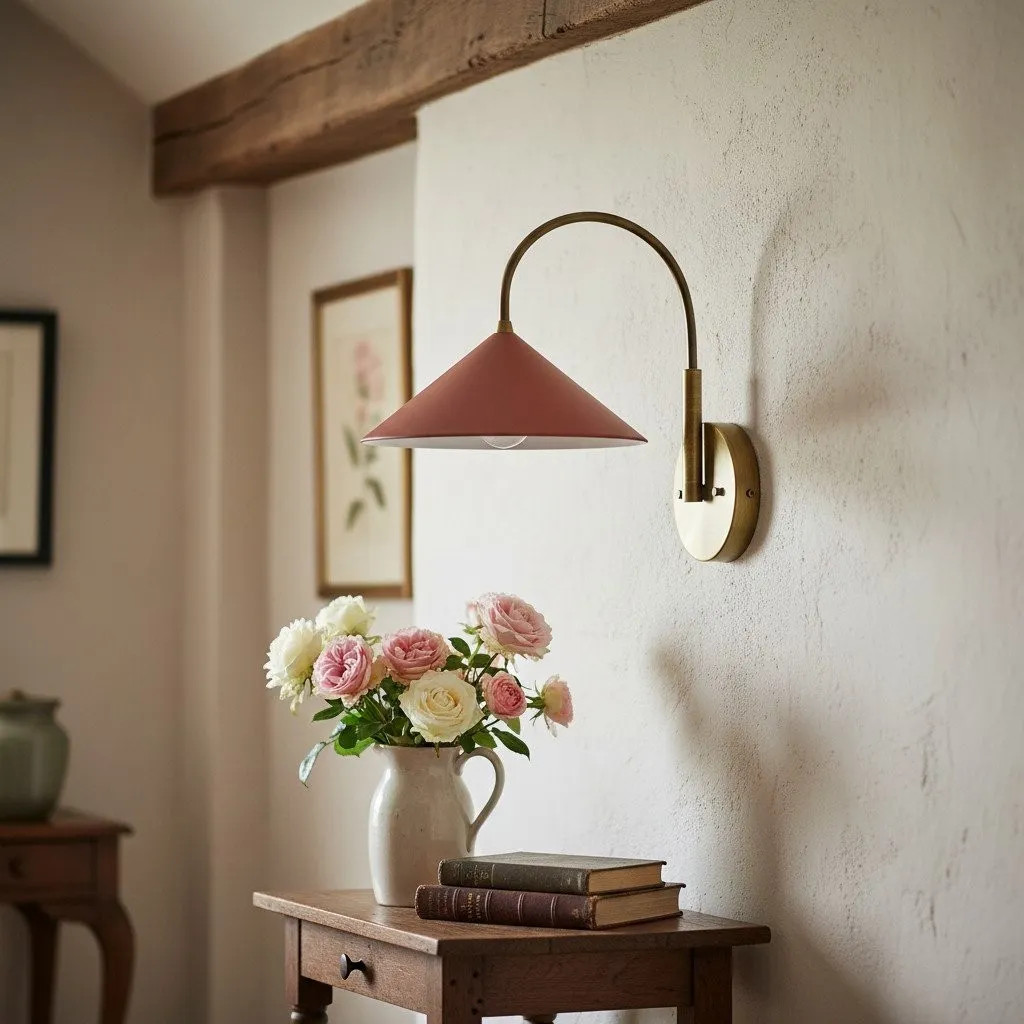 Curva Metal Vintage Wall Sconce  - Elegant Cone Shade for Bedrooms KL1511