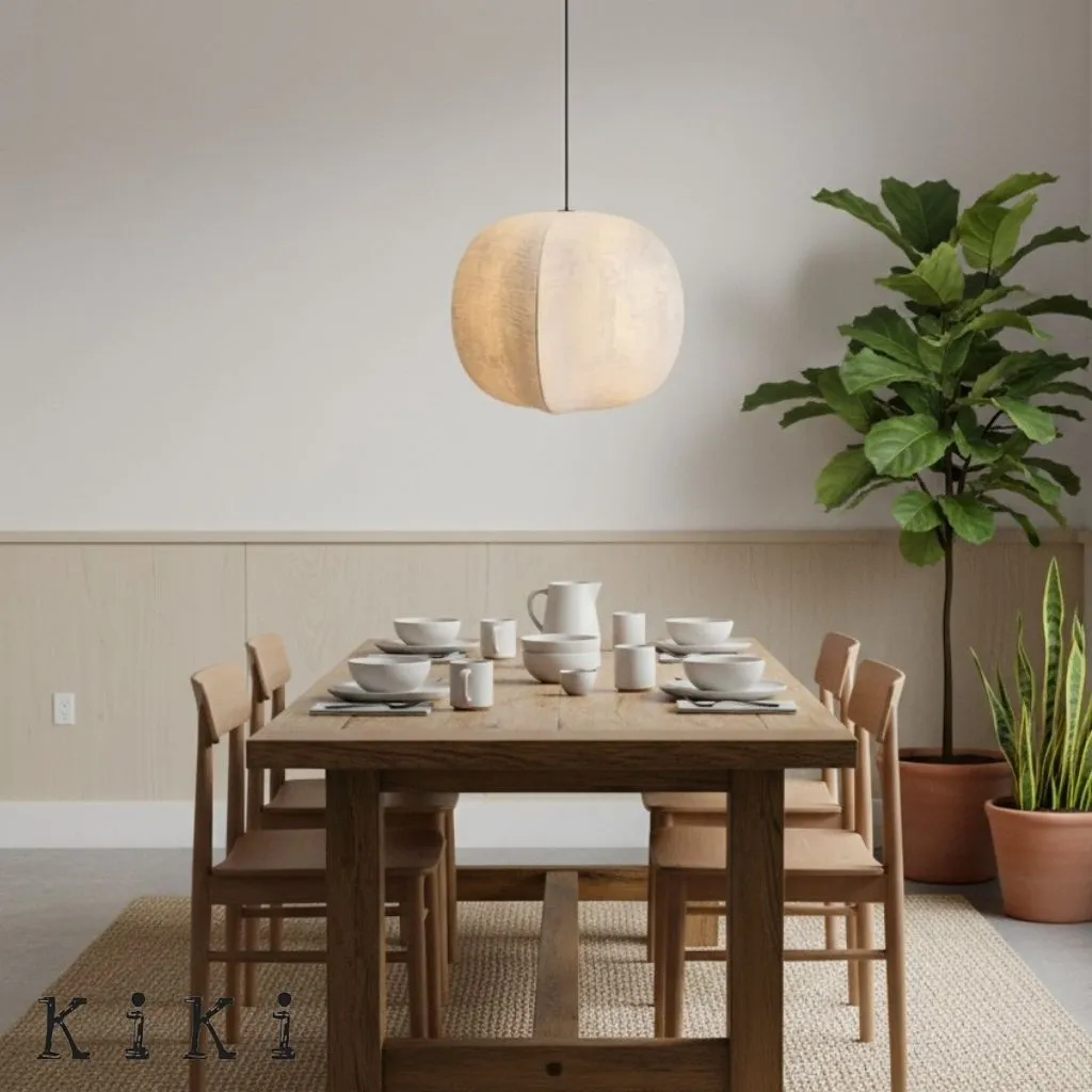 Diora Soft Fabric Shade Pendant Light - Modern Japandi for Living Room KL1744