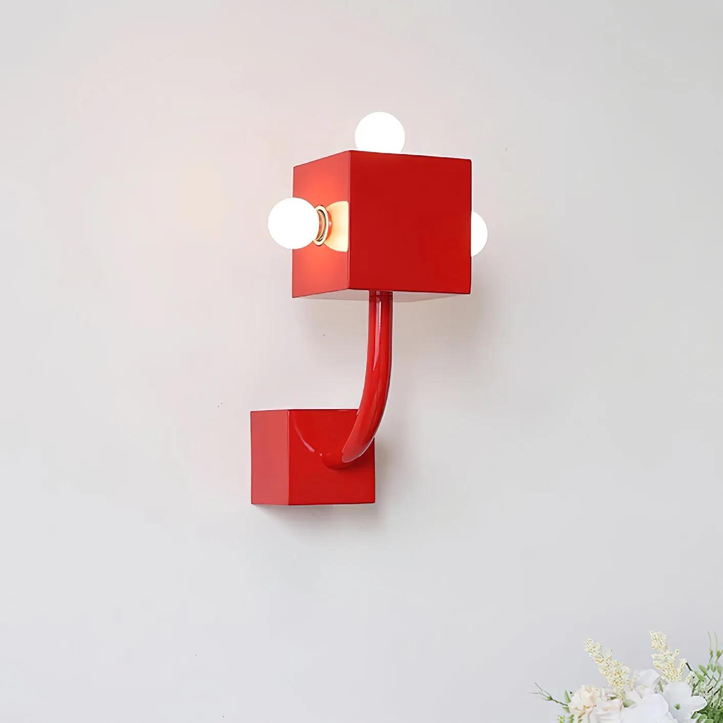 Red Cube Metal Wall Lamp KL602