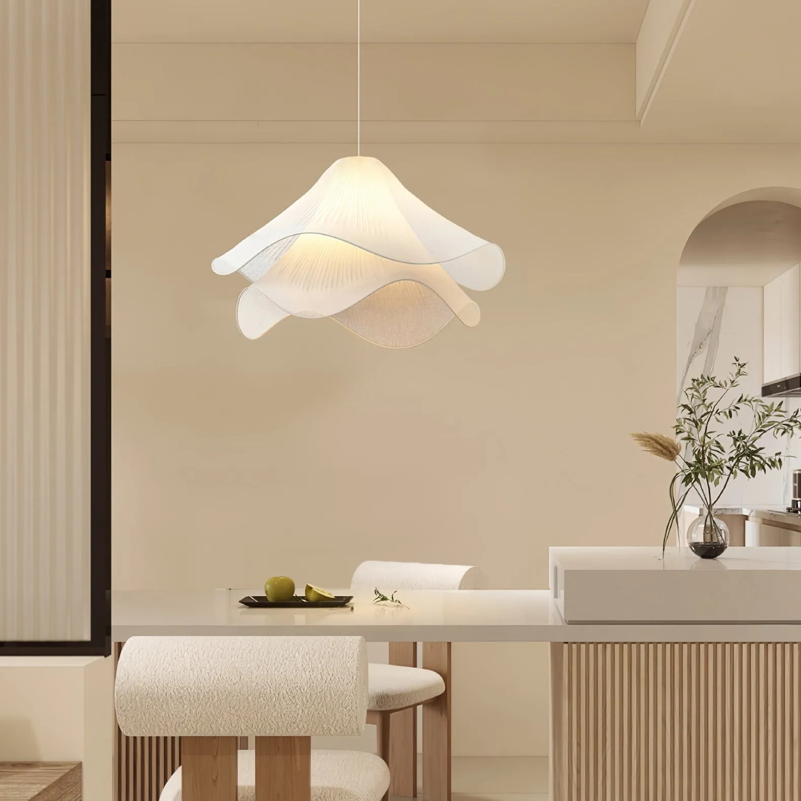 Ethereal Bloom Sculptural Fabric Pendant Light – Modern Floral-Inspired Lighting for Dining & Living Space KL1160
