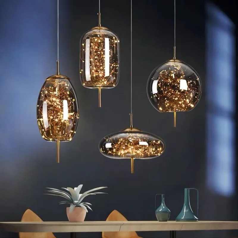 Scandinavian Cylinder Oval Glass Pendant Light KL320