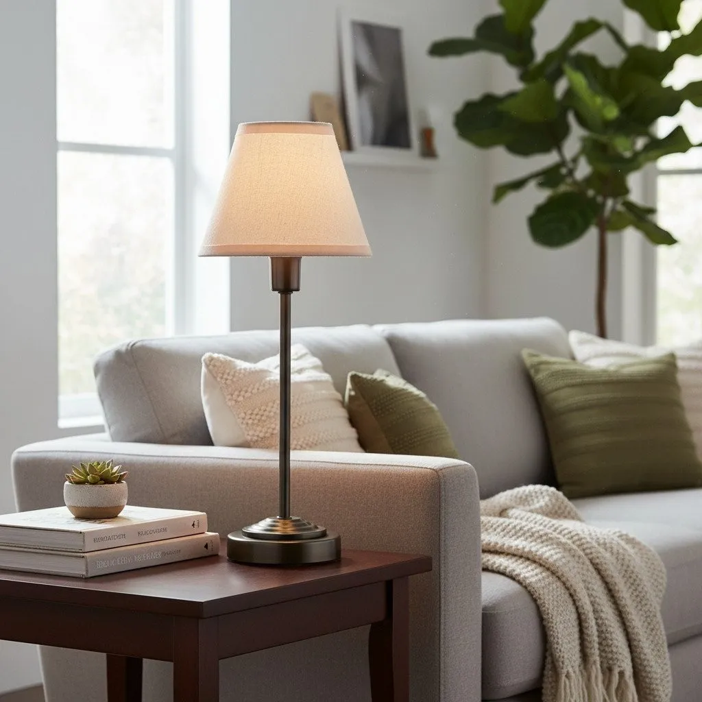 Bronzuno Textured Fabric Desk Lamp - Modern Metal Base Lighting for Offices or Lounges KL1878