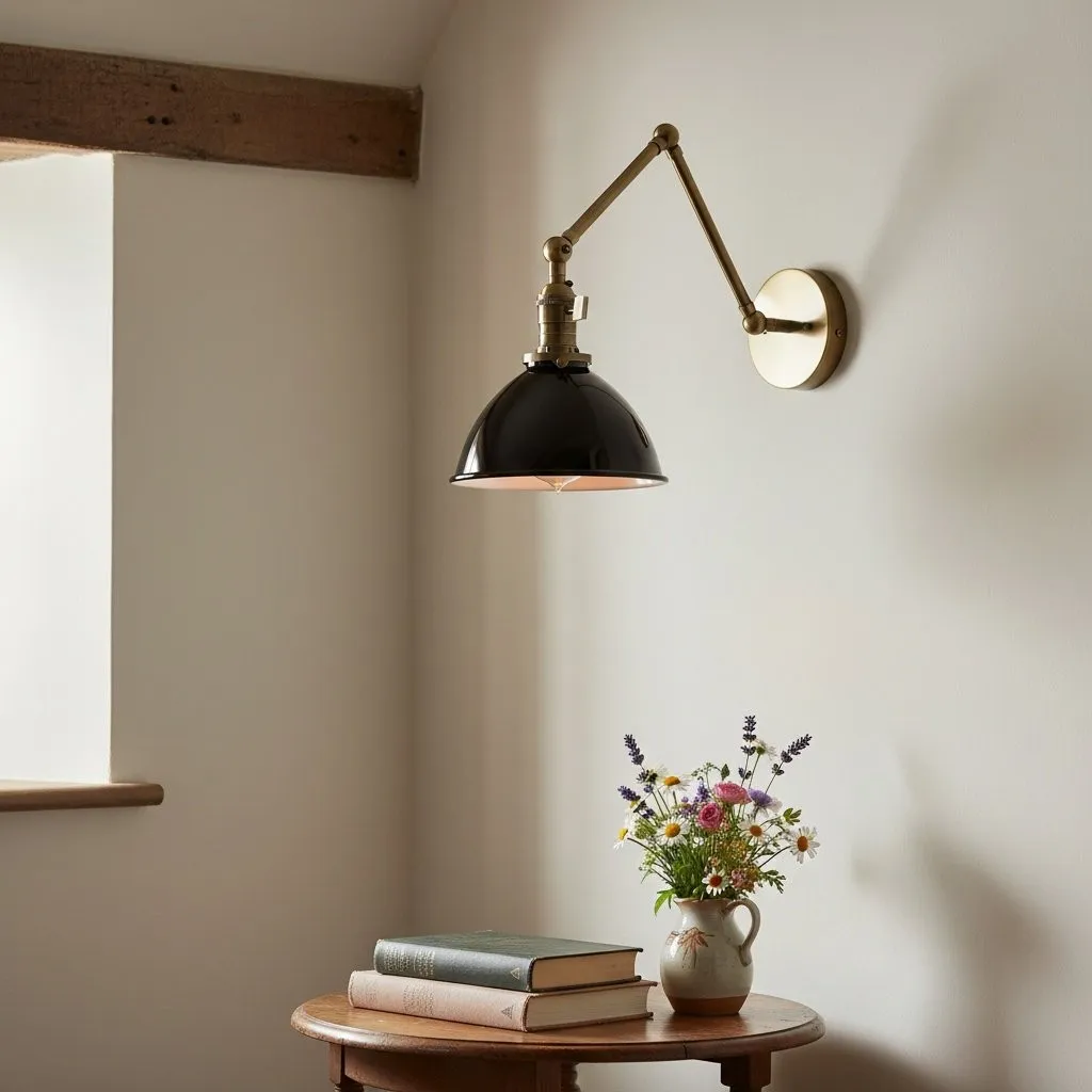 Conique Metal Vintage Industrial Swing Arm Wall Lamp - Adjustable Dome Shade for Study KL1440