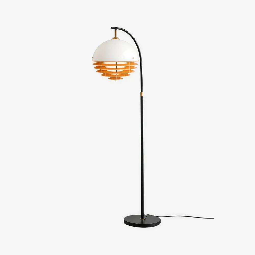 Afterglow Sunset Curved Floor Lamp - Vintage Glass Shade for Bedroom A49