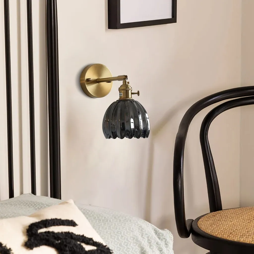 Antique Brass Tulip Glass Wall Light KL93
