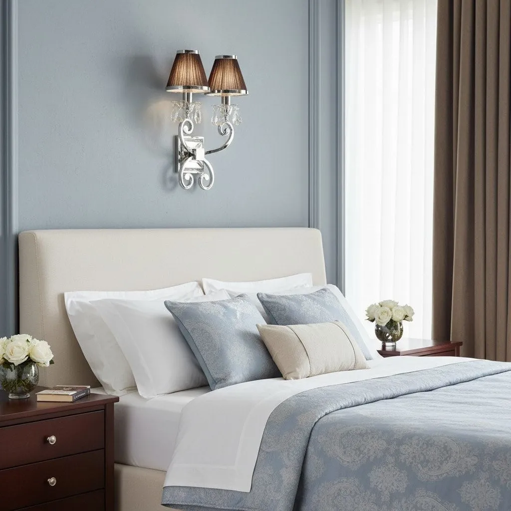 Talonis Luxury Crystal Wall Sconce - Chrome Finish Frame for Bedrooms and Home Décor KL1917