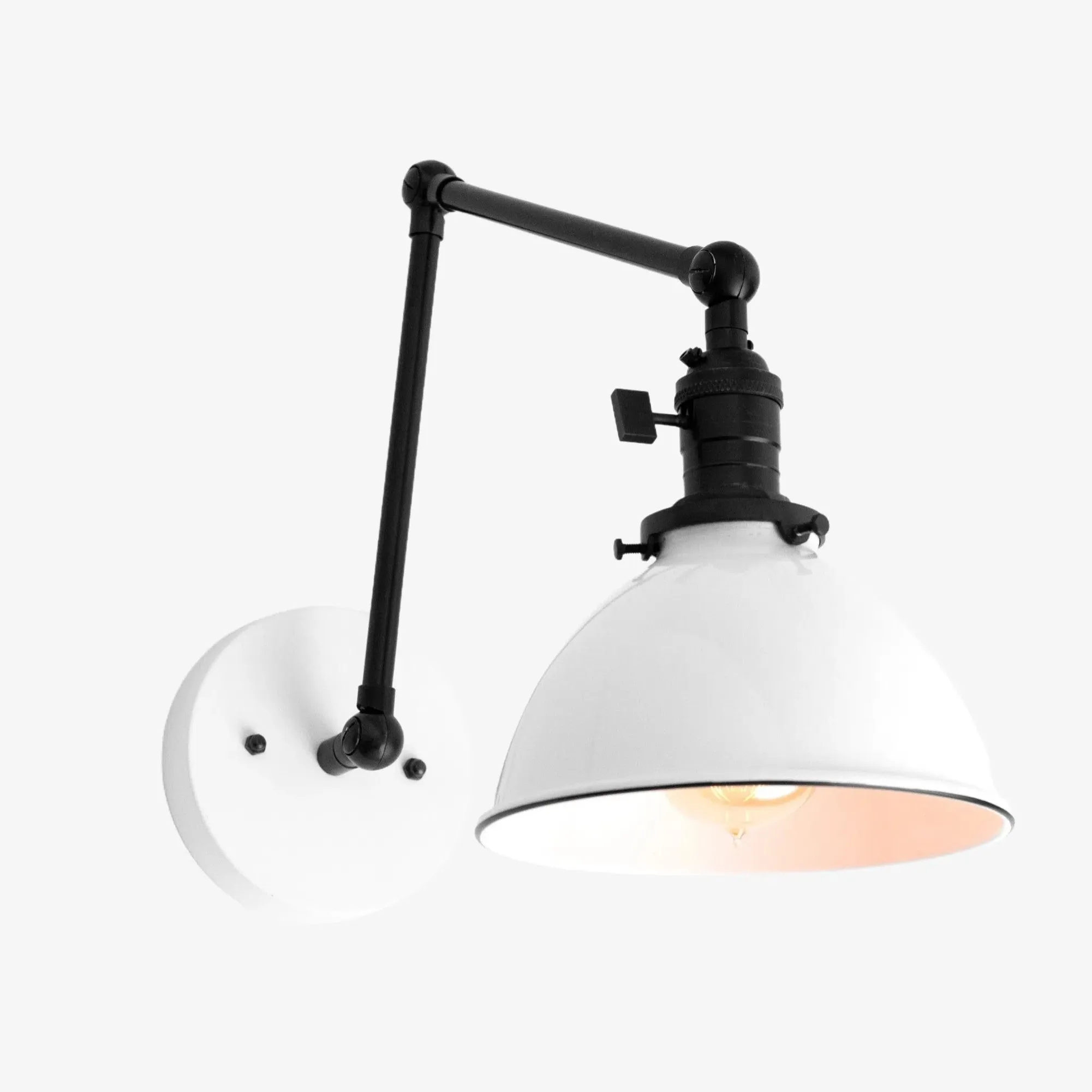 Conique Metal Vintage Industrial Swing Arm Wall Lamp - Adjustable Dome Shade for Study KL1440