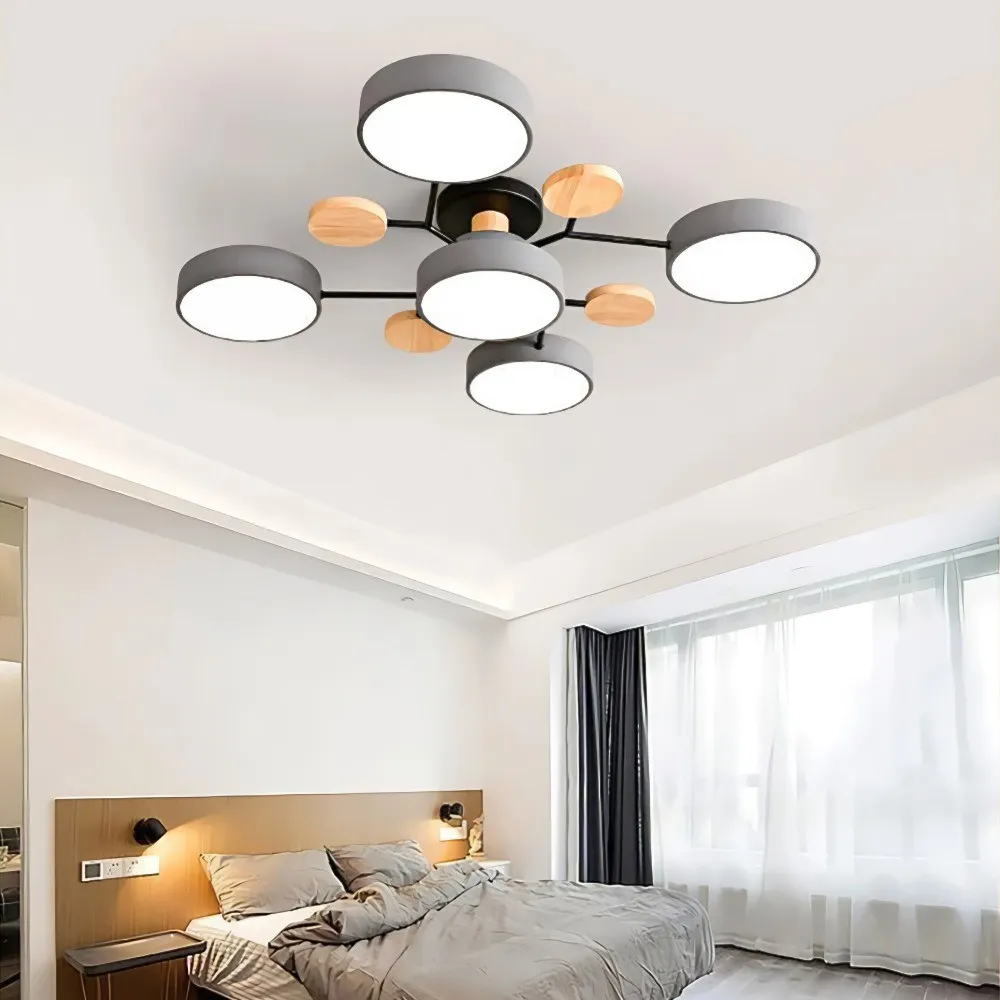Nordic LED Branched Circle Wooden Ceiling Light KL39