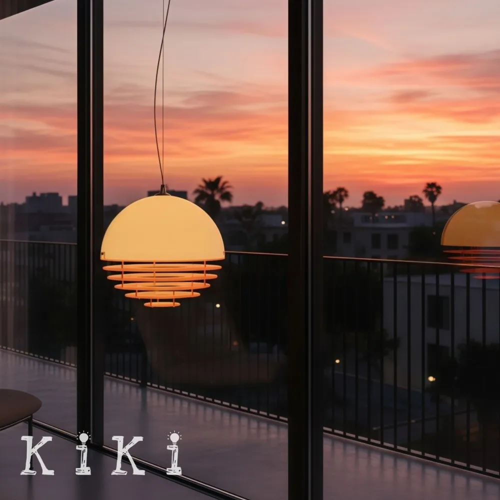 Sunset Pendant Light - Medieval Bauhaus Orange Orb Pendant Light KL880