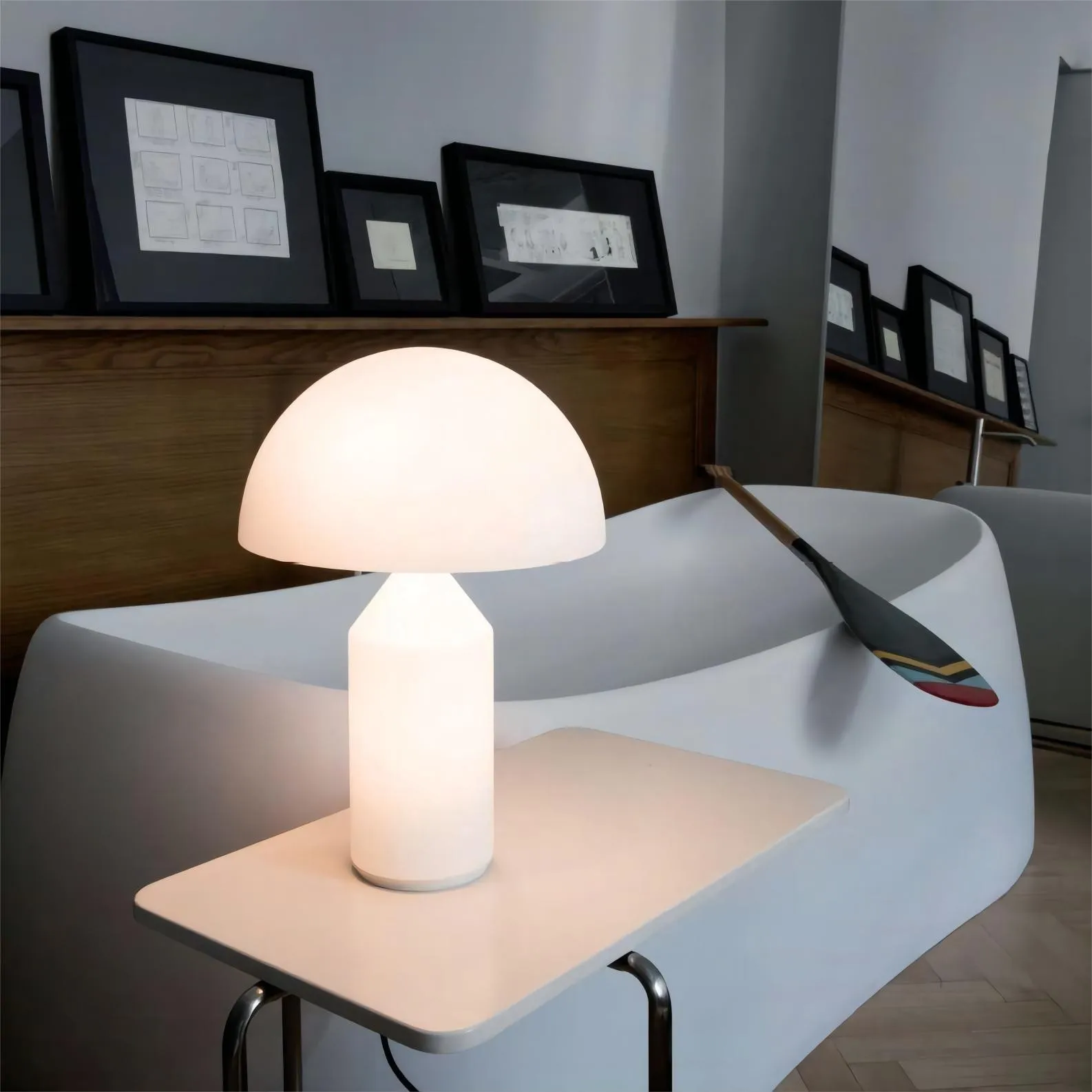 Atollo Metal Table Lamp - Decorative Dome Table Light for Office or Lounge