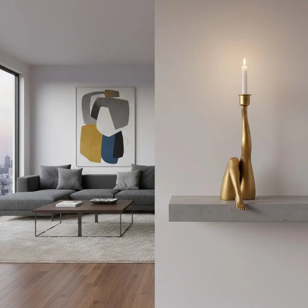 Kickra Sculptural Leg Base Candle Holder - Modern Artistic Design Table Or Living Room Decor KL2204