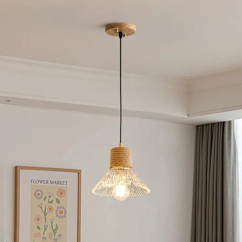 Hemp Rope Glass Pendant Lamp KL1030