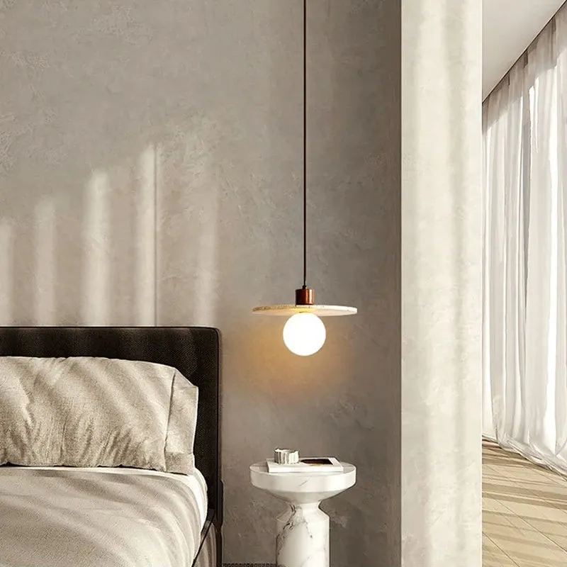 Traditional Japanese Travertine Wood Pendant Lamp KL710