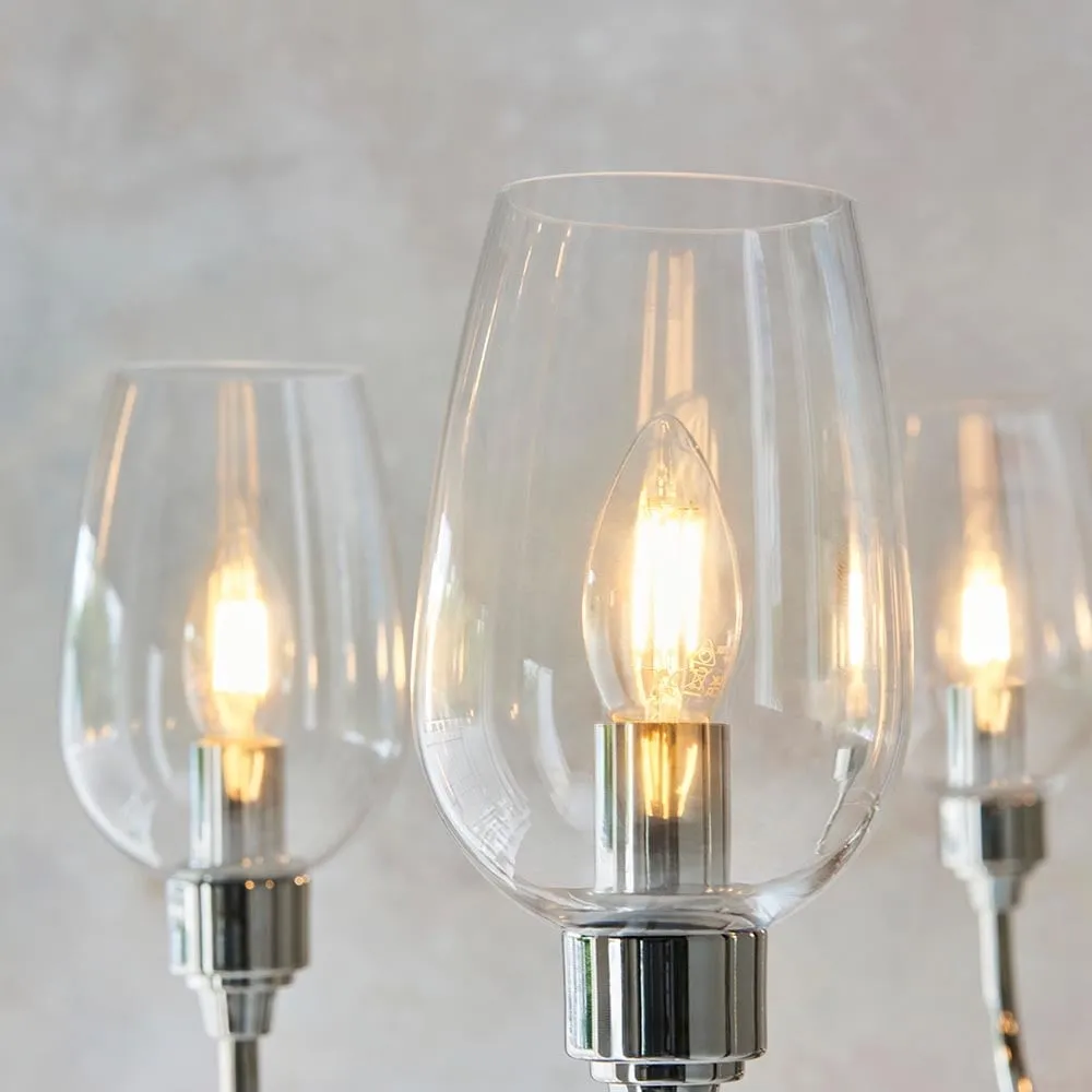 Clarione Art Deco 6-Light Linear Chandelier with Blown Glass Shades for Kitchen KL1882