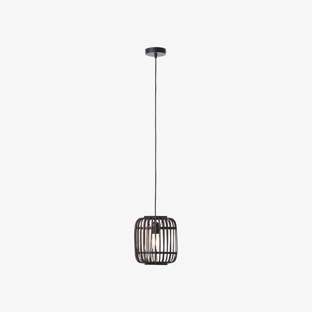 Yumeko Adjustable Bamboo Pendant Lamp - Natural Cage Pendant Light Perfect for Living & Dining Rooms KL1954