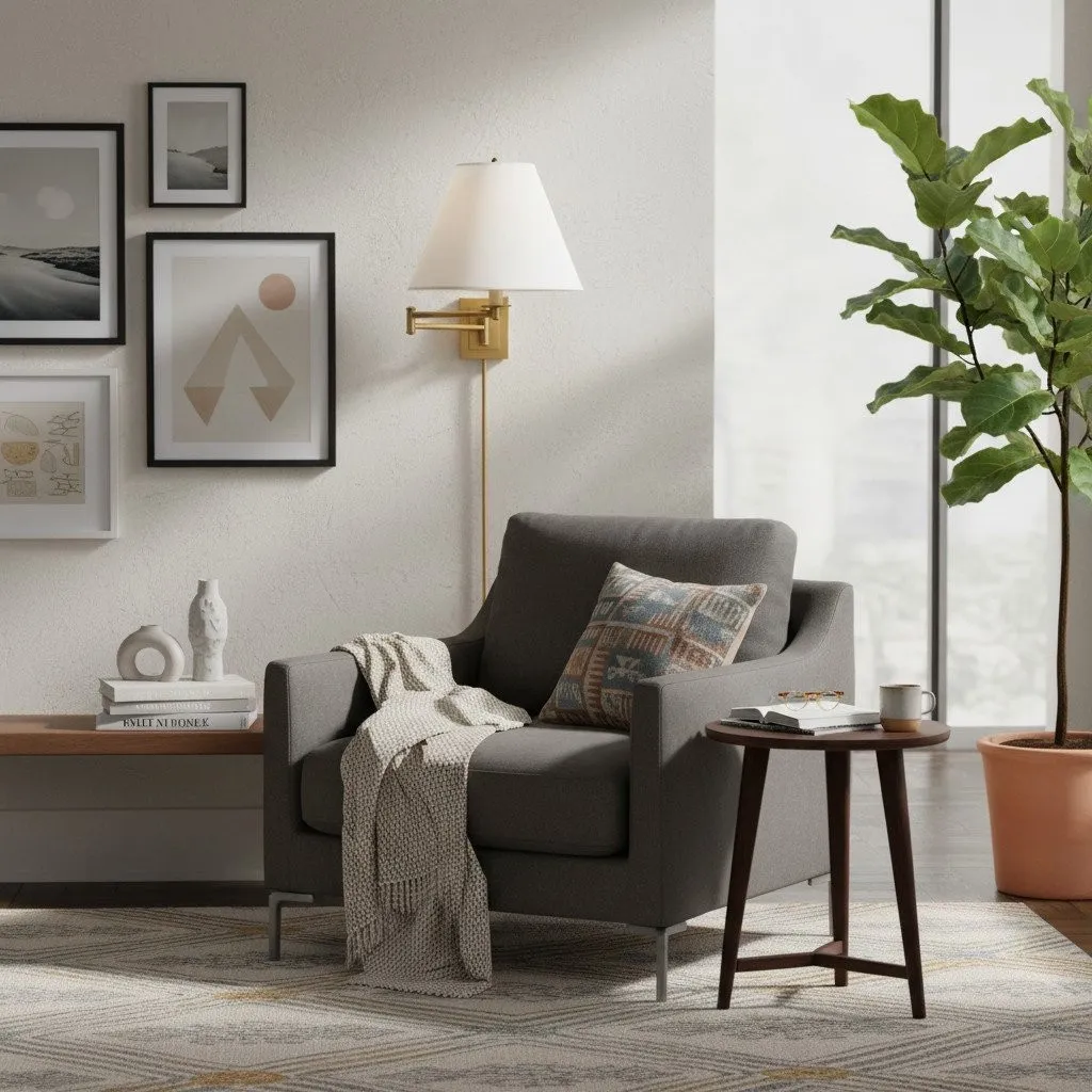 Arcuma Swing Arm Metal Wall Lamp - Retro Rotating Sconce for Bedside Reading KL2067