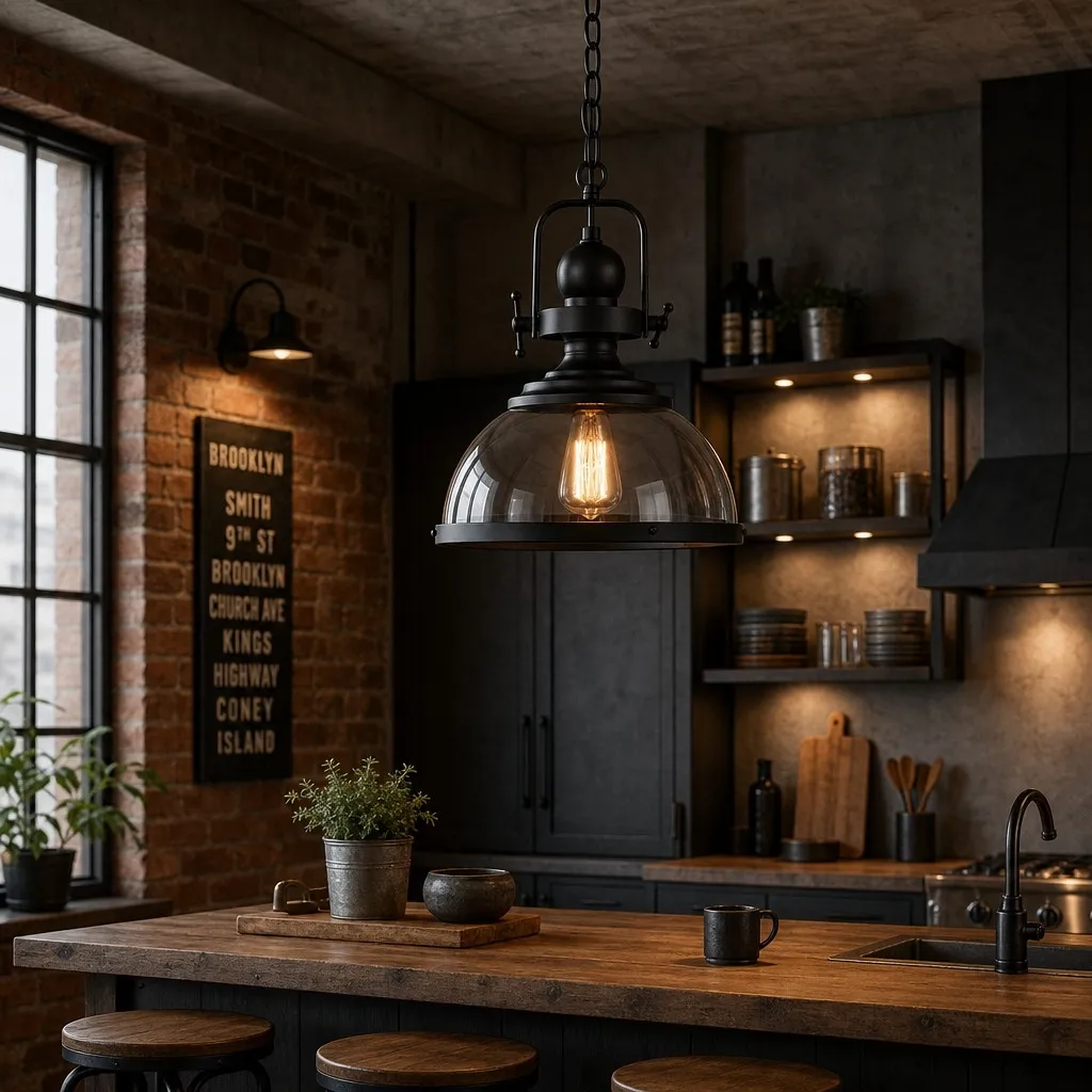 Ivoran Industrial Metal Smoky Glass Pendant Lamp - Suitable for Kitchen Island A53
