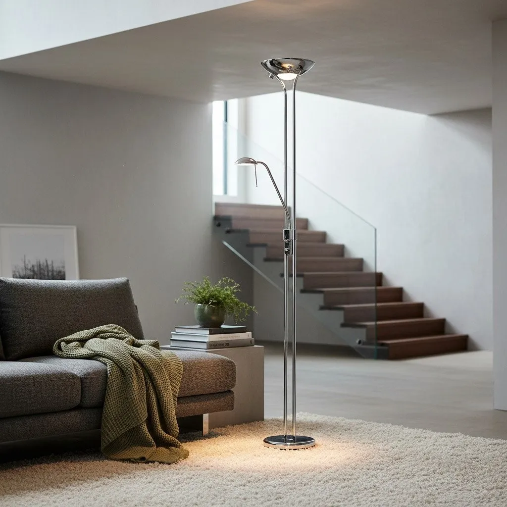 Linexis Art Deco Metal & Opal Glass Floor Lamp - Dual-Light Design for Modern Interiors KL1894