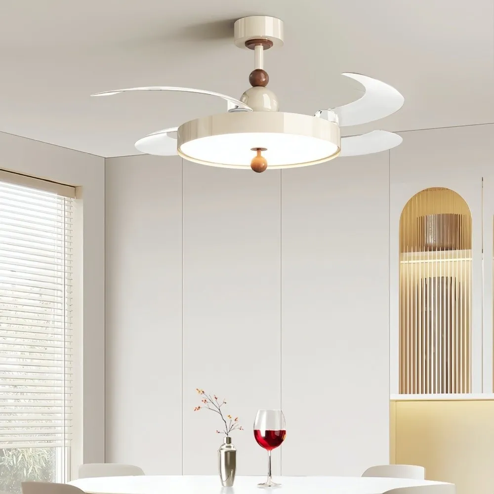 Modern Cream Retractable Blade Ceiling Fan Light KL945