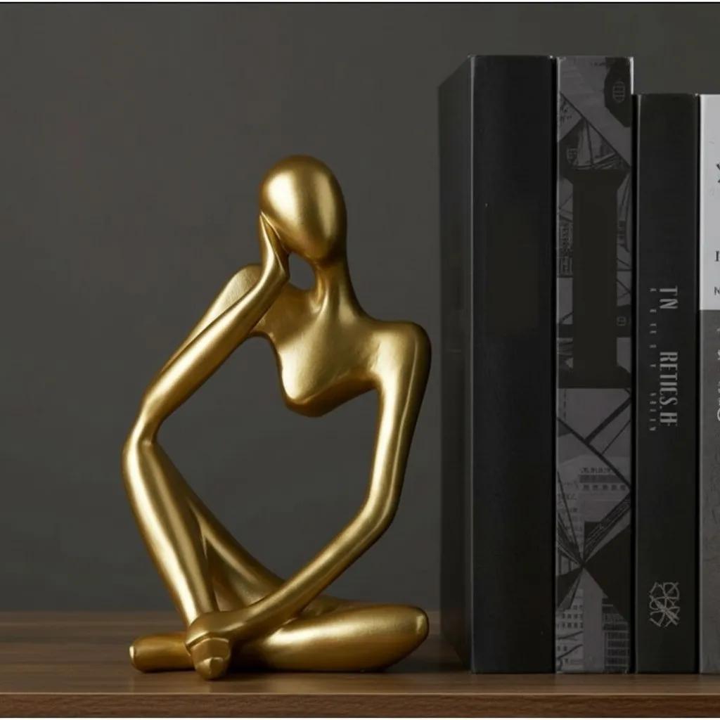 Floxo Abstract Human Figurine And Lazy Dog Sculpture - Nordic Minimalist Metal Decor Shelf And Desk Styling KL2346