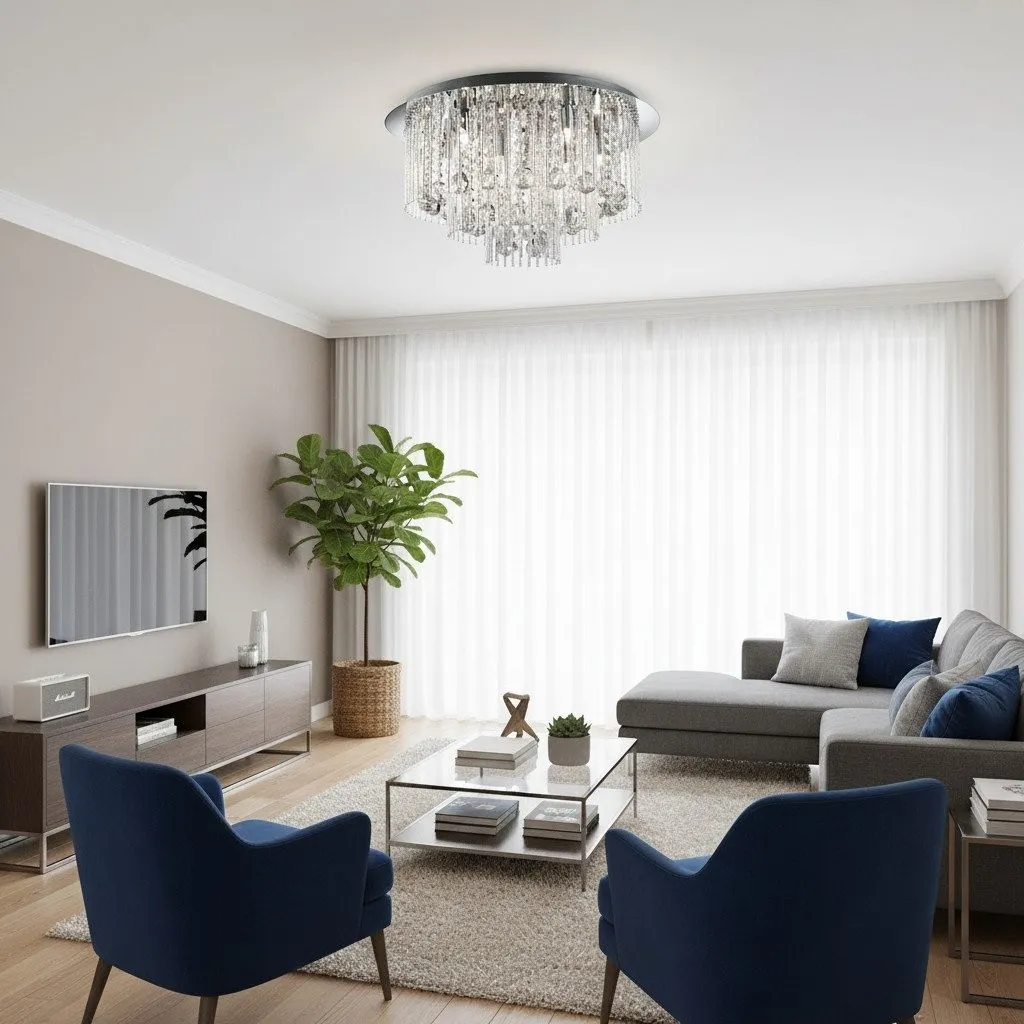Virelis 8 Light Twist Tubes Ceiling Light - Modern Crystal Design for Dining Rooms or Lounges KL1944