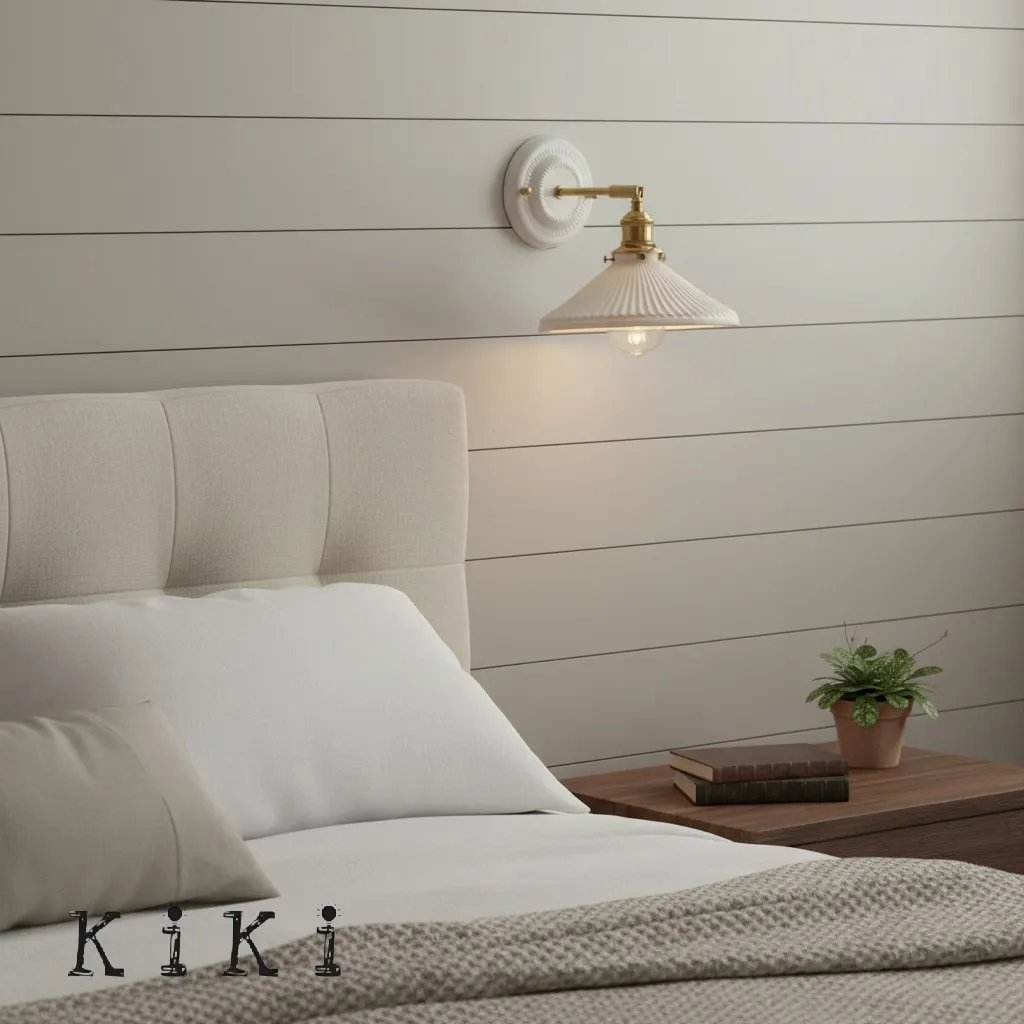 Elegant Ceramic & Brass Wall Light – Vintage Japanese-Style 1-Light Sconce KL1249