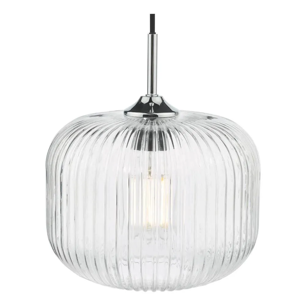 Demarius 1 Light Ribbed Glass Pendant Lamp