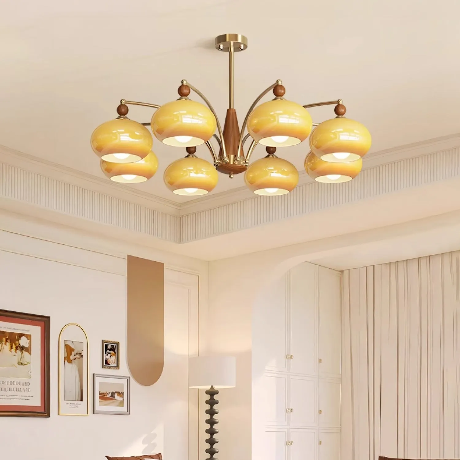 Vintage Multihead Persimmon Chandelier KL609
