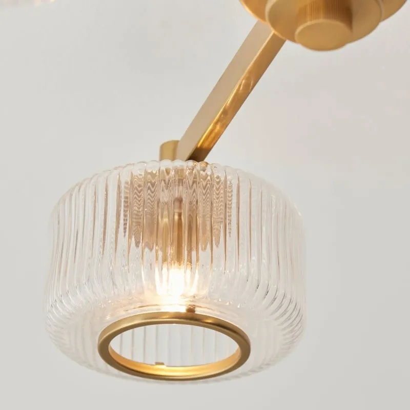 Canovus Chandelier with Ribbed Glass - Industrial Metal Living Room Light KL1983