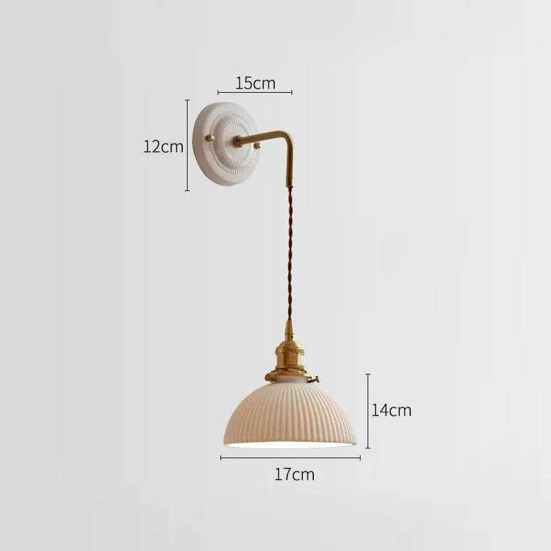Elegant Ceramic Brass Wall Sconce – White Ceramic Shade with Brass Accent KL1542