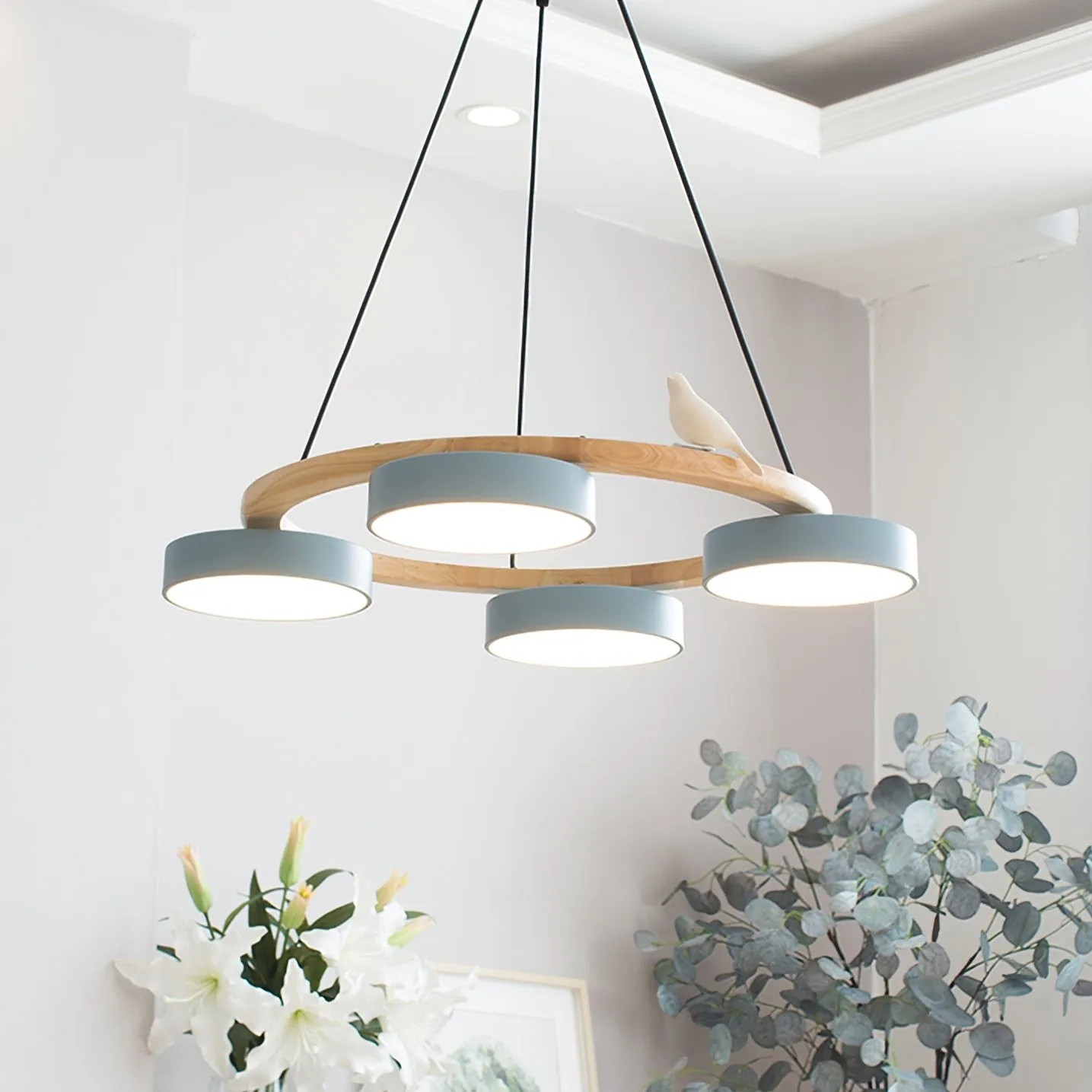 Nordic Wooden Bird Creative Round Chandelier KL775