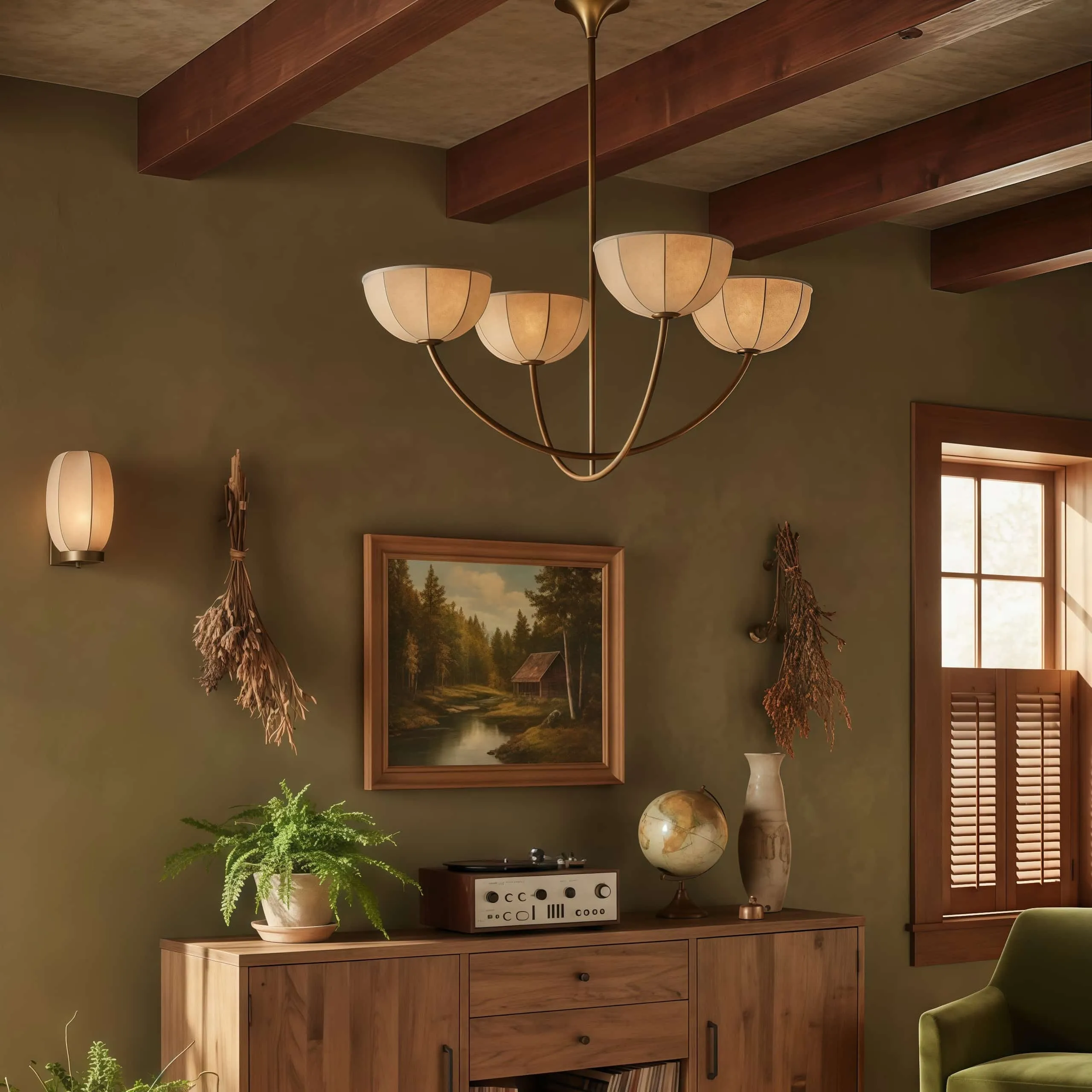 Loomis Elegant Linen Chandelier - Classic Multi Heads Fabric Chandelier for Living Room KL2340