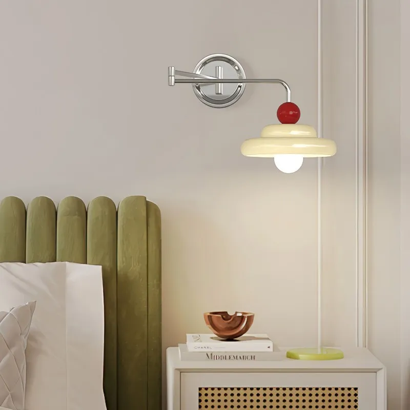 Modern Cream Chrome Swing Arm Wall Light KL162