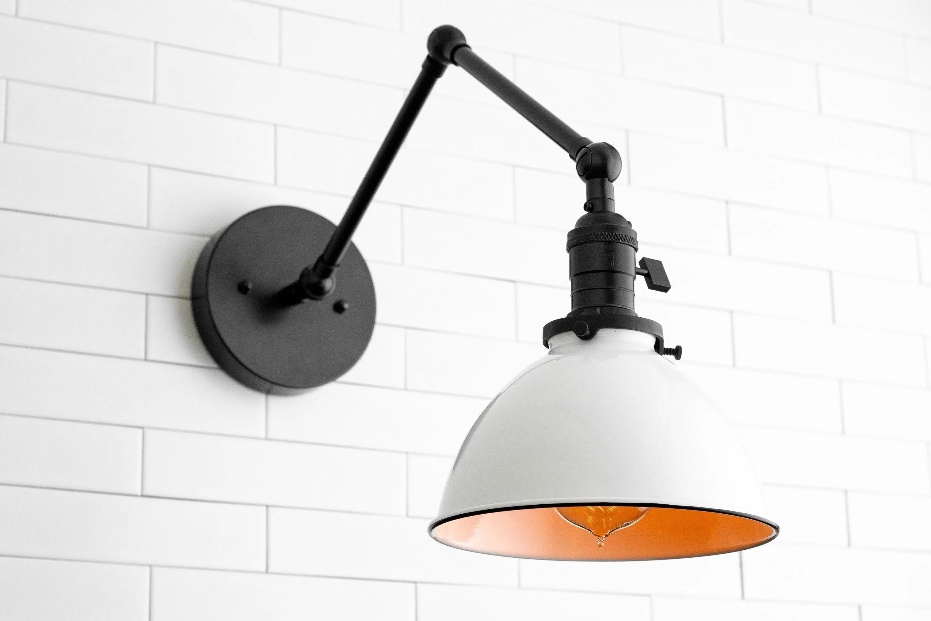 Conique Metal Vintage Industrial Swing Arm Wall Lamp - Adjustable Dome Shade for Study KL1440