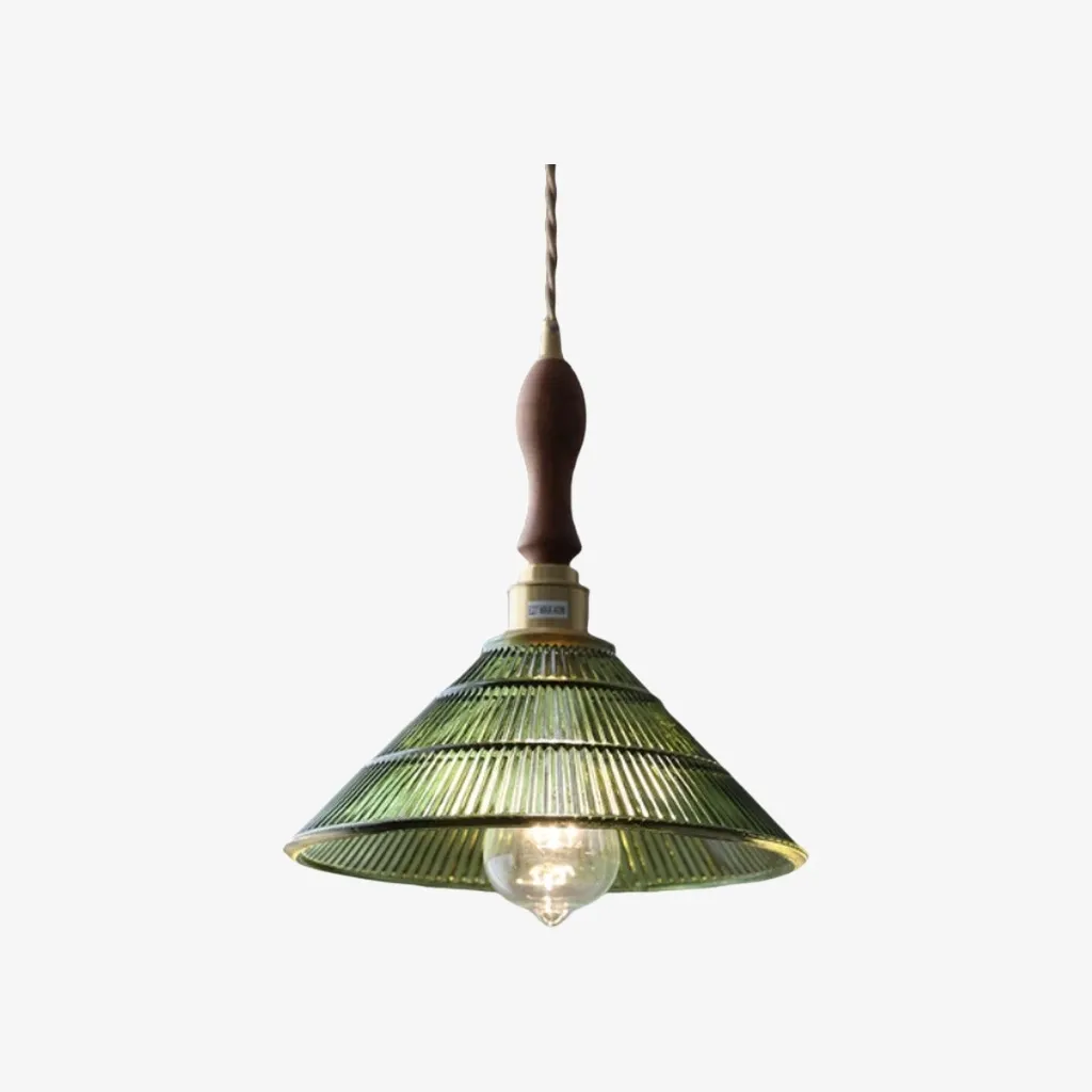 Ribilux Ribbed Pendant Light - Vintage Glass and Metal for Kitchen and Dining Room KL2262