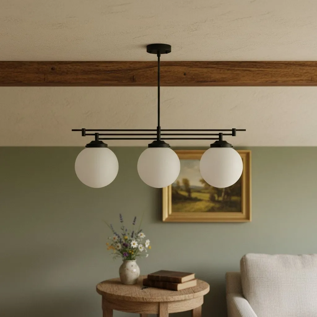 Glorica Glass Frosted Globe Pendant Light - Art Deco Hanging Light for Home KL1493