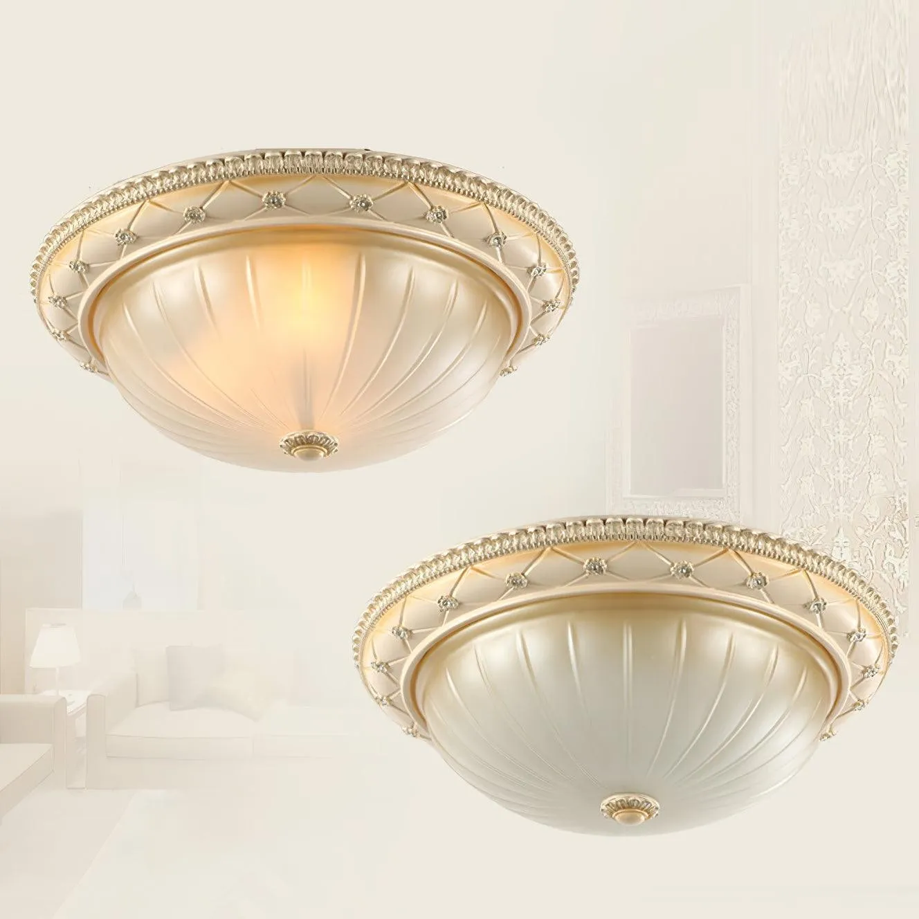 European Vintage Style Resin Ceiling Light for Bedroom KL358