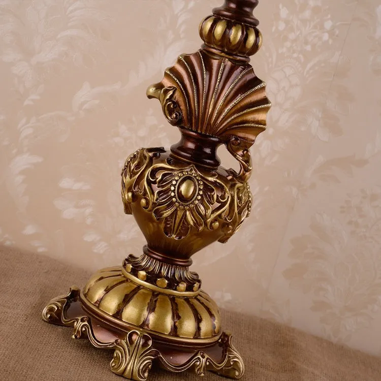 Pastoral Flower Lampshade Carved Table Lamp KL705