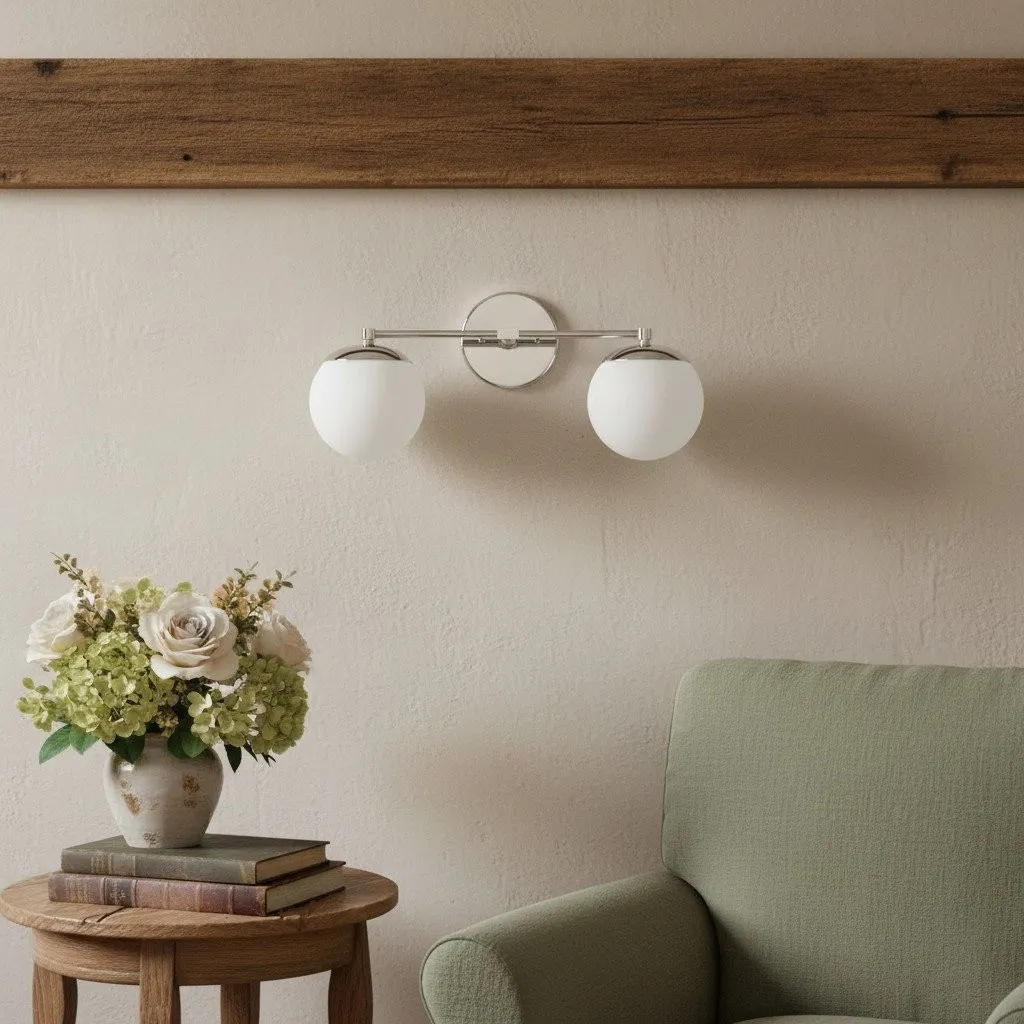 Glorica Glass Vanity Light - Art Deco Brass Wall Globe Fixture Modern KL1500