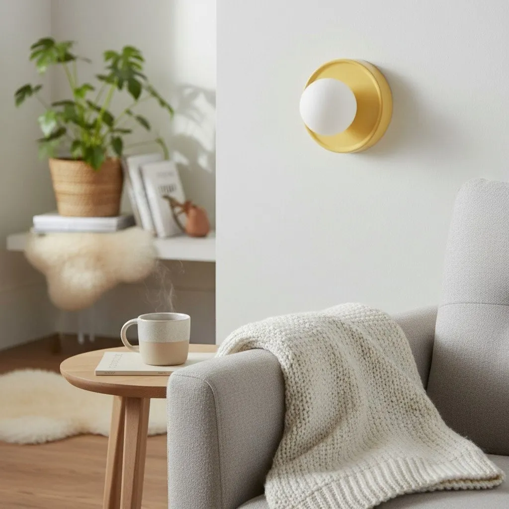 Soina Minimalist Globe Wall Light with Ceramic Base - Warm Ambient Lighting for Home KL1684