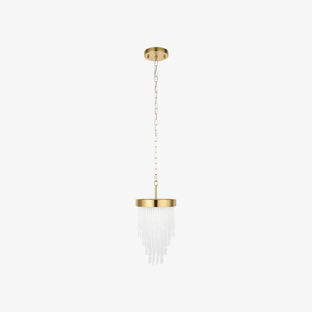 Cavara Multi-Tier Glass Rod Chandelie - Tiered Brass Pendant for Dining and Entry KL1834