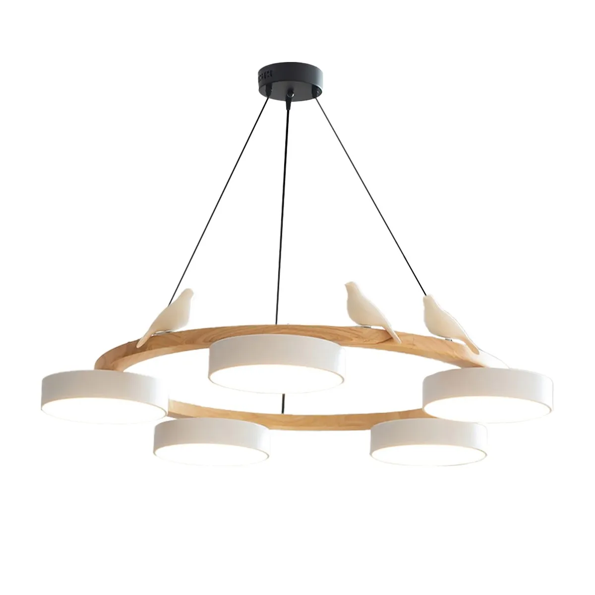 Nordic Wooden Bird Creative Round Chandelier KL775